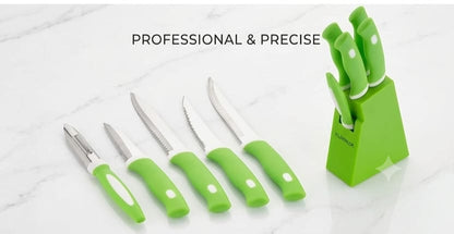 Premium Knife Set with Stand - 5 Pieces Kitchen Cutter Combo l Multi-Purpose
