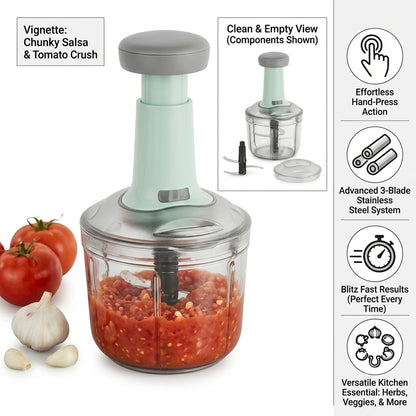 Vegetable Chopper 800ML Manual Hand Pull Food Chopper for Onion, Garlic, Tomato