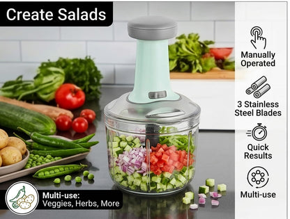 Vegetable Chopper 800ML Manual Hand Pull Food Chopper for Onion, Garlic, Tomato