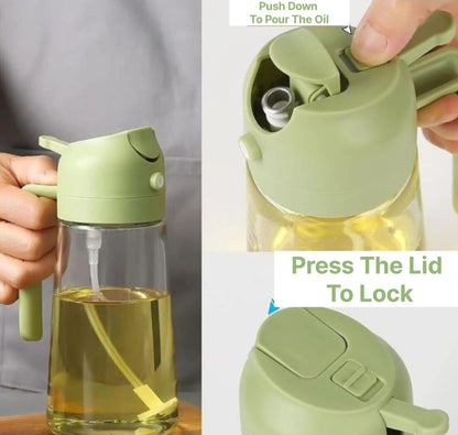 2-in-1 Glass Oil Sprayer & Dispenser Bottle for Kitchen