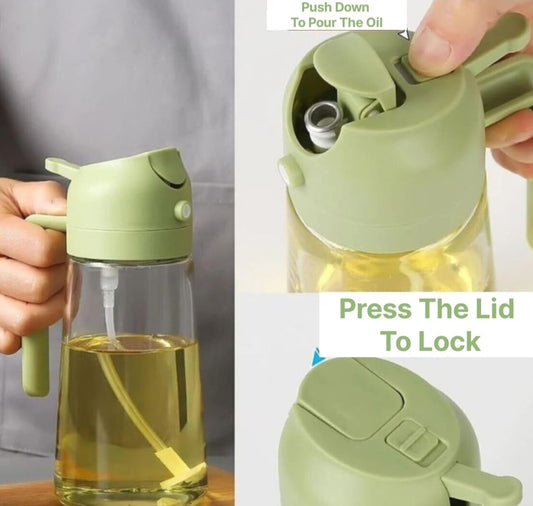 2-in-1 Glass Oil Sprayer & Dispenser Bottle for Kitchen